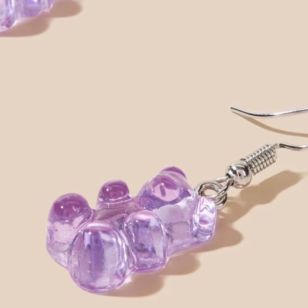 🌻 Just In!! Adorable Purple Bear Drop Earrings - Picture 3 of 3